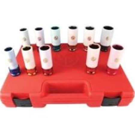 Tinkertools 11 Piece 0.5 Inch Drive Metric And SAE Wheel Nut Protector Impact Socket Set TI79300